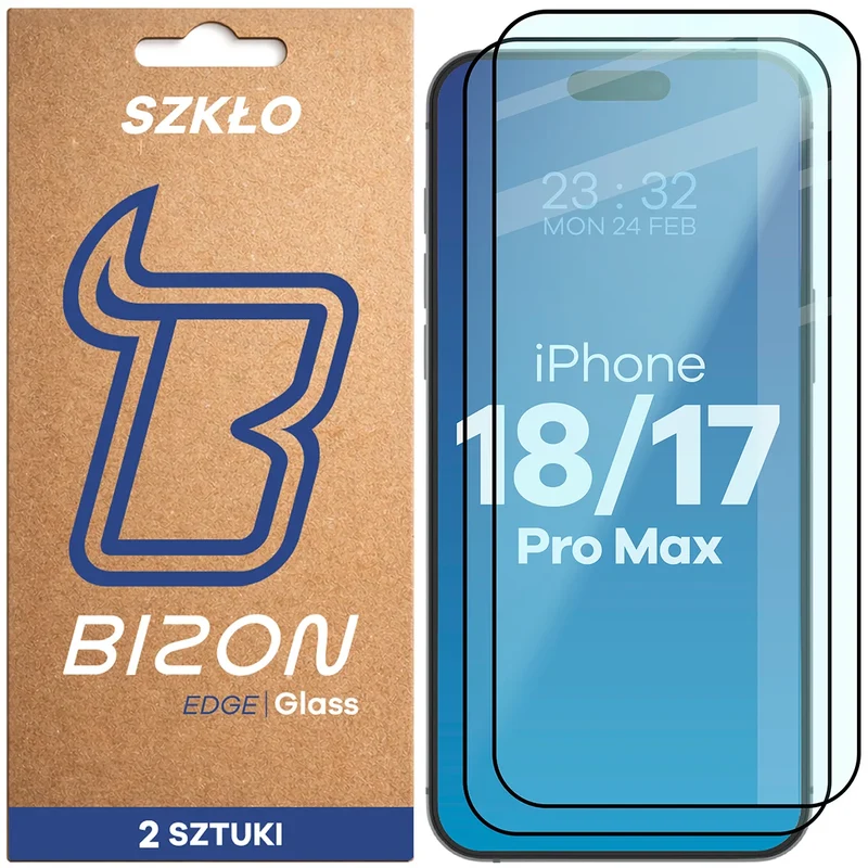 Gehärtetes Glas für iPhone 18 Pro Max / 17 Pro Max, Bizon Glass Edge Duo, 2 Stück
