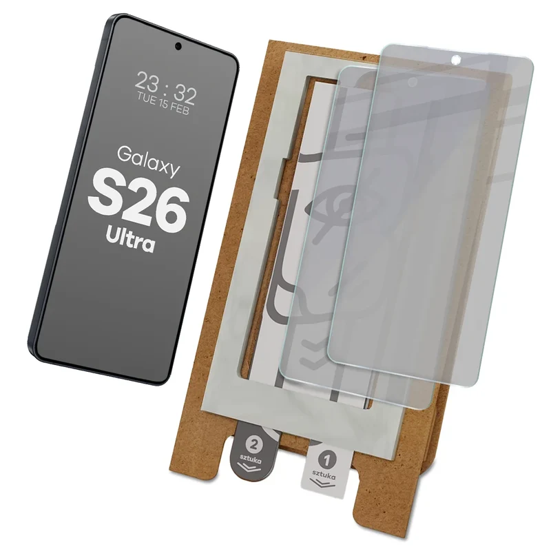 2x Hybridglas mit Sichtschutz mit dem umweltfreundlichen Applikator für Galaxy S26 Ultra, Bizon Eplikator Hybrid Shadow