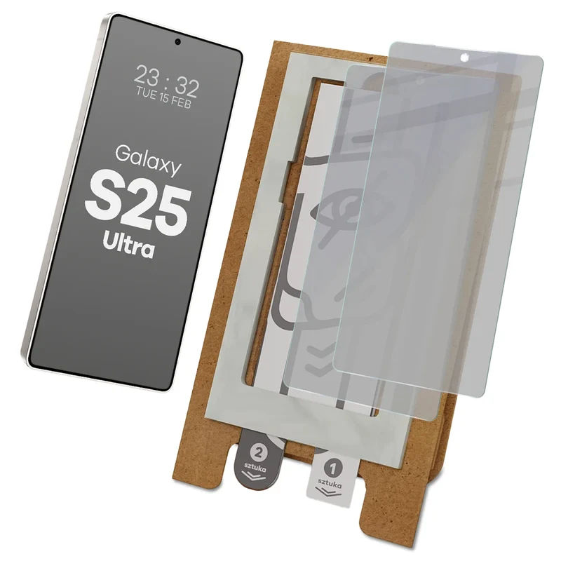 2x Hybridglas mit Sichtschutz mit dem umweltfreundlichen Applikator für Galaxy S25 Ultra, Bizon Eplikator Hybrid Shadow