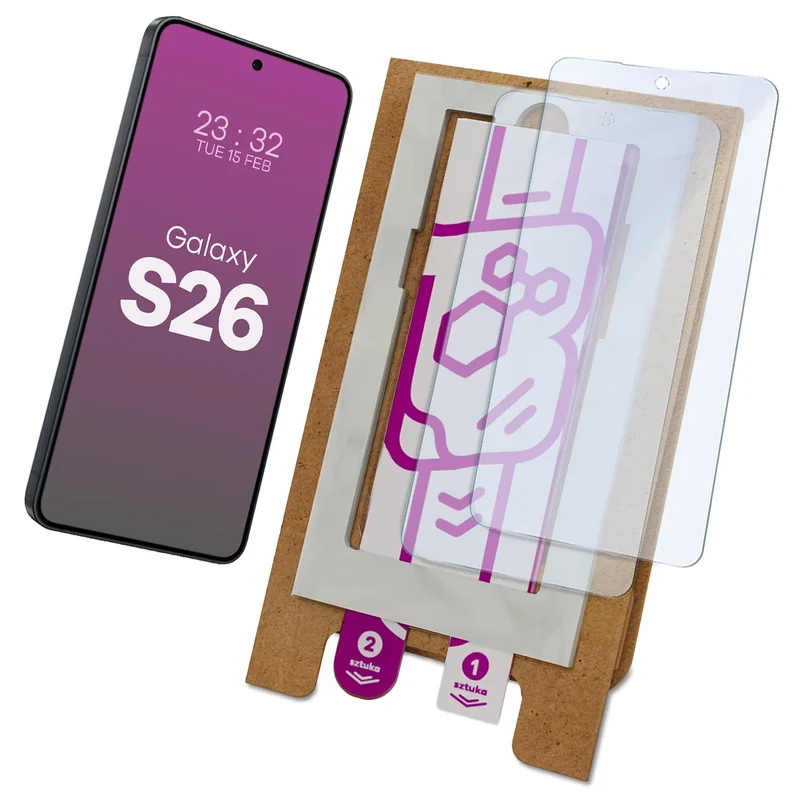 2x Hybridglas mit dem umweltfreundlichen Applikator für Galaxy S26, Bizon Eplikator Hybrid Mule