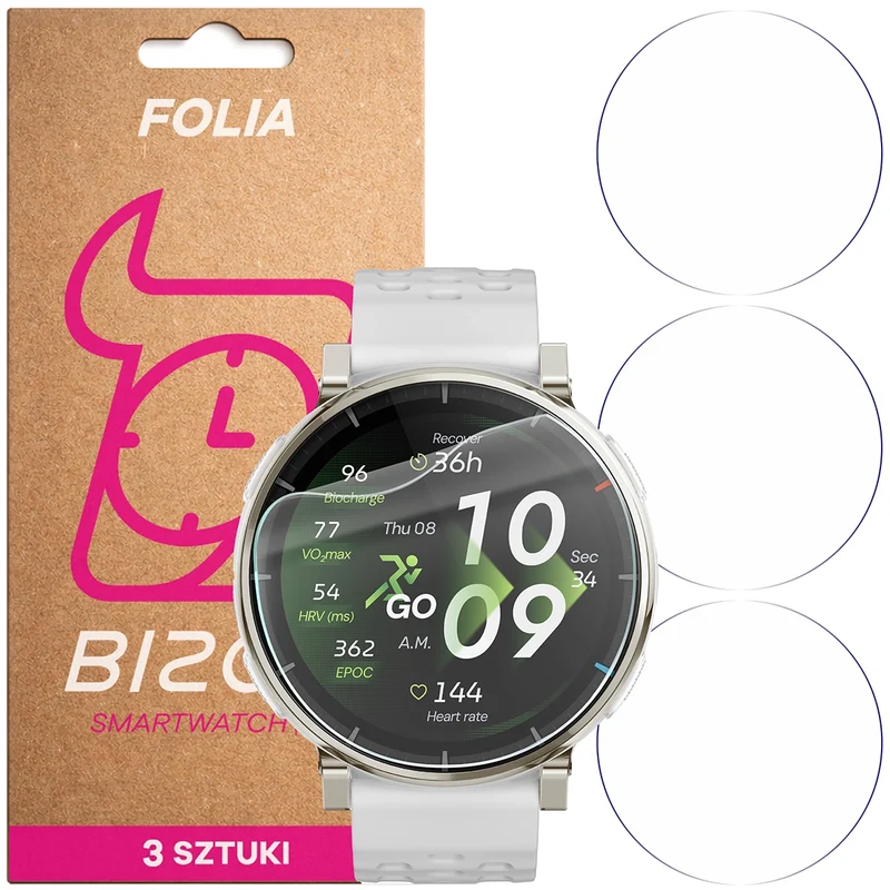 Schutzfolie für den Bildschirm für Amazfit Active 3 Premium, Bizon Watch HydroFlex, 3 Stück