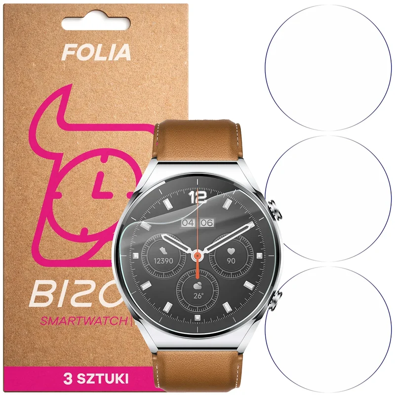 Schutzfolie für den Bildschirm für Xiaomi Watch S1, Bizon Watch HydroFlex, 3 Stück