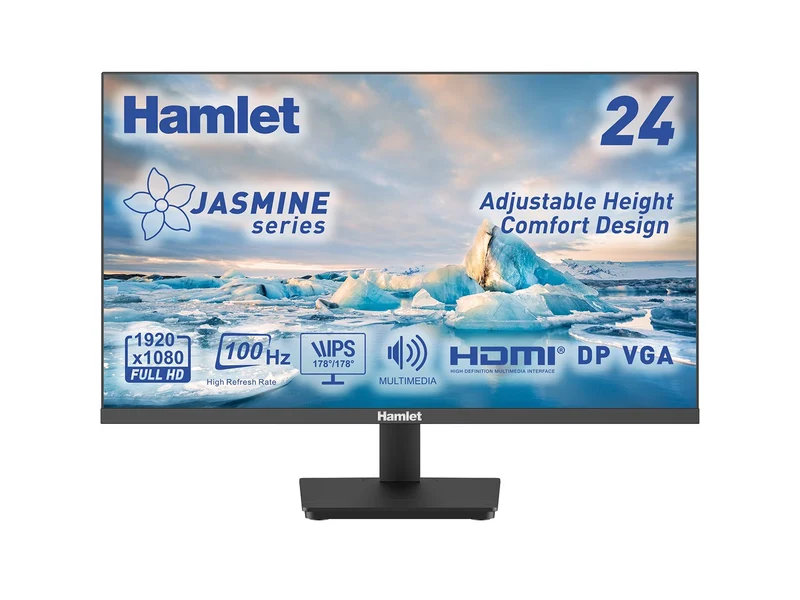 Hamlet Monitor 23,8 Ips 100Hzaudio+Hdmi+Vga+Dp Regolabile