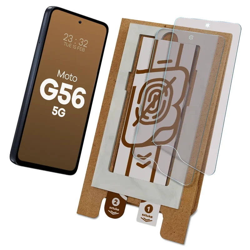 2x Matte Folie mit dem umweltfreundlichen Applikator für Motorola Moto G56 5G, Bizon Eplikator Film Matte