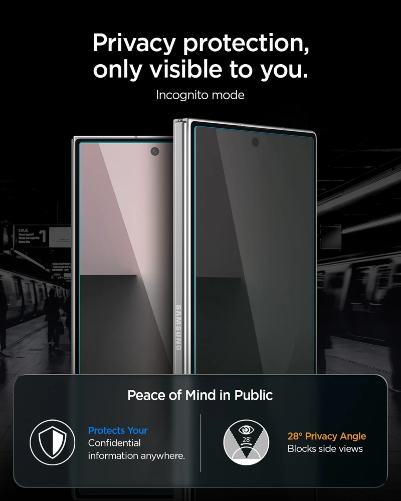 Glas + Applikator für Galaxy Z Fold7 / Fold8 Ultra, Spigen Glas.tR EZ Fit Pro (AC) Privacy 2-Pack