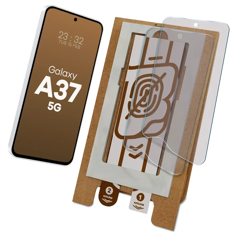 2x Matte Folie mit dem umweltfreundlichen Applikator für Galaxy A37 5G, Bizon Eplikator Film Matte