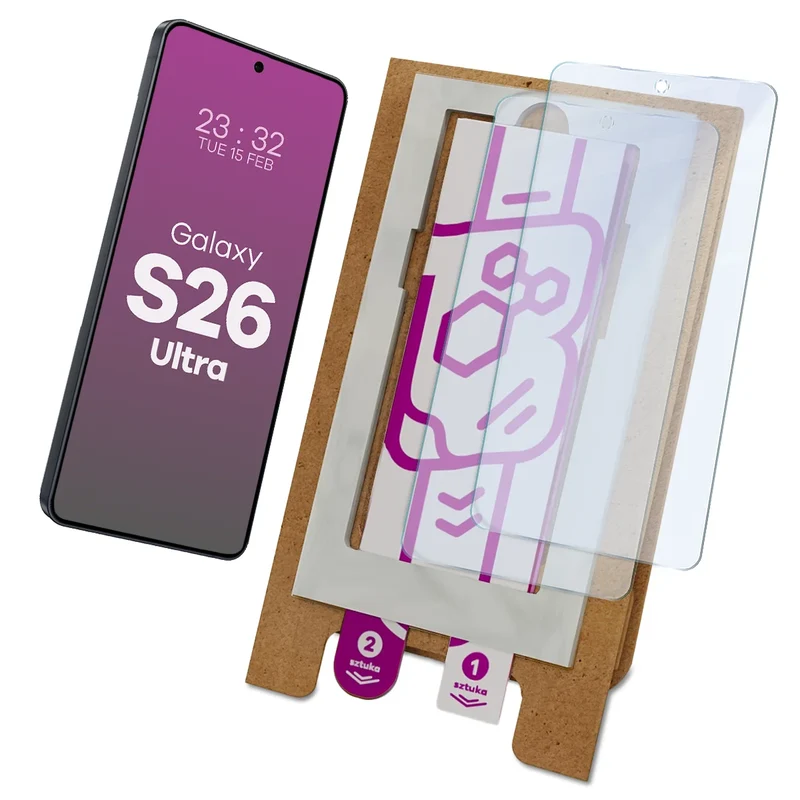 2x Hybridglas mit dem umweltfreundlichen Applikator für Galaxy S26 Ultra, Bizon Eplikator Hybrid Mule