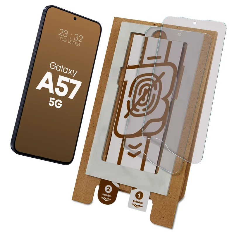 2x Matte Folie mit dem umweltfreundlichen Applikator für Galaxy A57 5G, Bizon Eplikator Film Matte