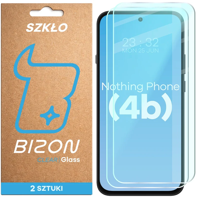 Gehärtetes Glas für Nothing Phone (4b), Bizon Glass Clear Duo, 2 Stück