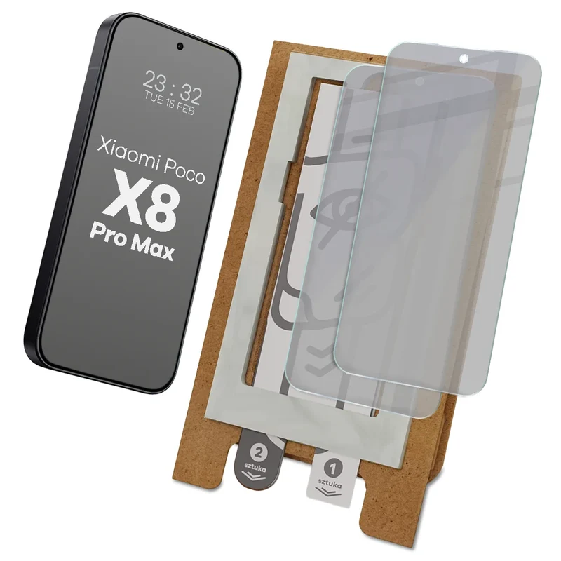 2x Hybridglas mit Sichtschutz mit dem umweltfreundlichen Applikator für Xiaomi POCO X8 Pro Max, Bizon Eplikator Hybrid Shadow