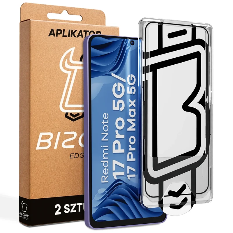 Gehärtetes Glas mit Applikationsrahme für Xiaomi Redmi Note 17 Pro 5G / Pro Max 5G, Bizon Glass Aplikator Edge, 2 Sets