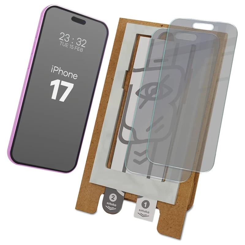 2x Hybridglas mit Sichtschutz mit dem umweltfreundlichen Applikator für iPhone 17, Bizon Eplikator Hybrid Shadow