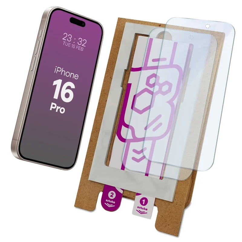 2x Hybridglas mit dem umweltfreundlichen Applikator für iPhone 16 Pro, Bizon Eplikator Hybrid Mule