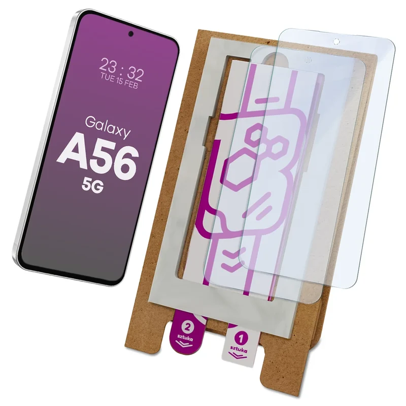 2x Hybridglas mit dem umweltfreundlichen Applikator für Galaxy A56 5G, Bizon Eplikator Hybrid Mule