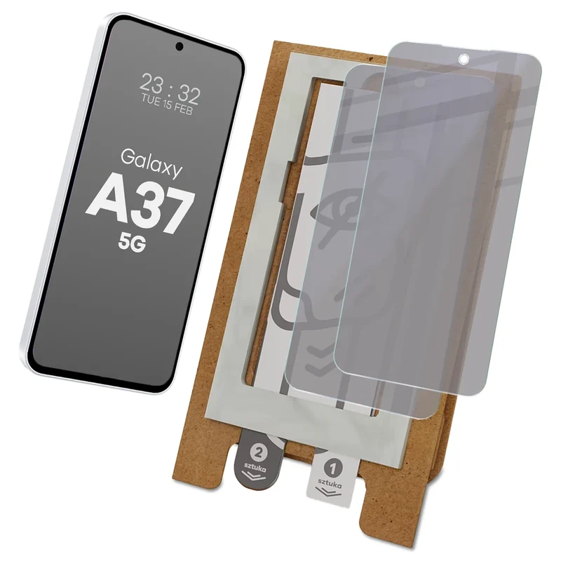 2x Hybridglas mit Sichtschutz mit dem umweltfreundlichen Applikator für Galaxy A37 5G, Bizon Eplikator Hybrid Shadow