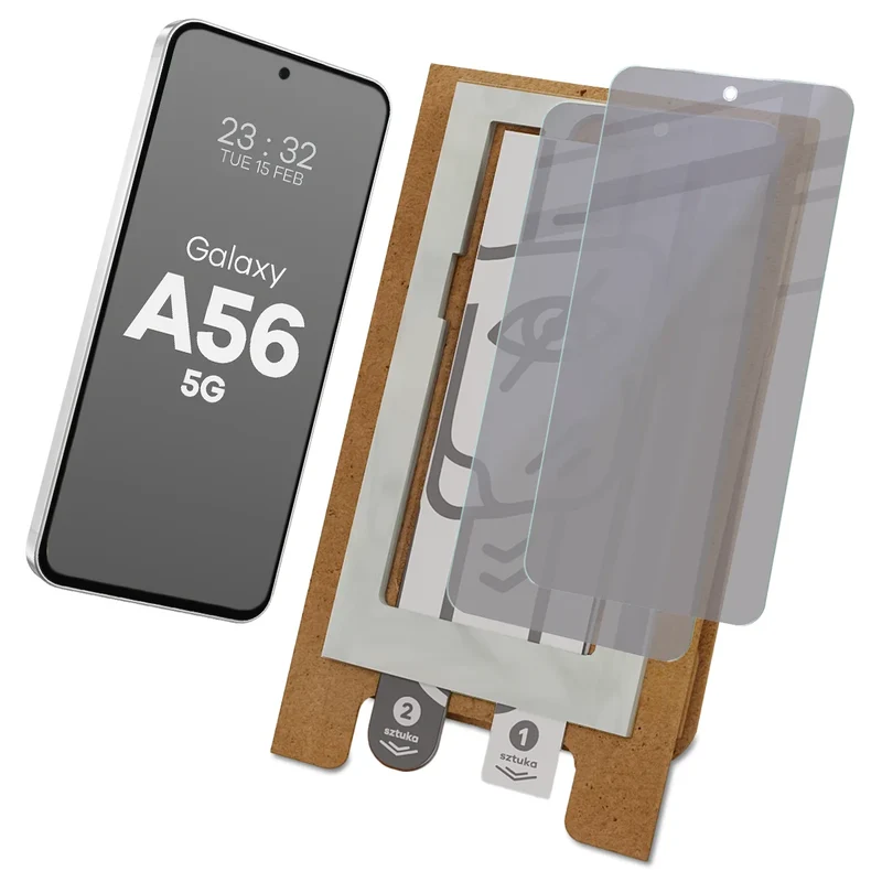 2x Hybridglas mit Sichtschutz mit dem umweltfreundlichen Applikator für Galaxy A56 5G, Bizon Eplikator Hybrid Shadow