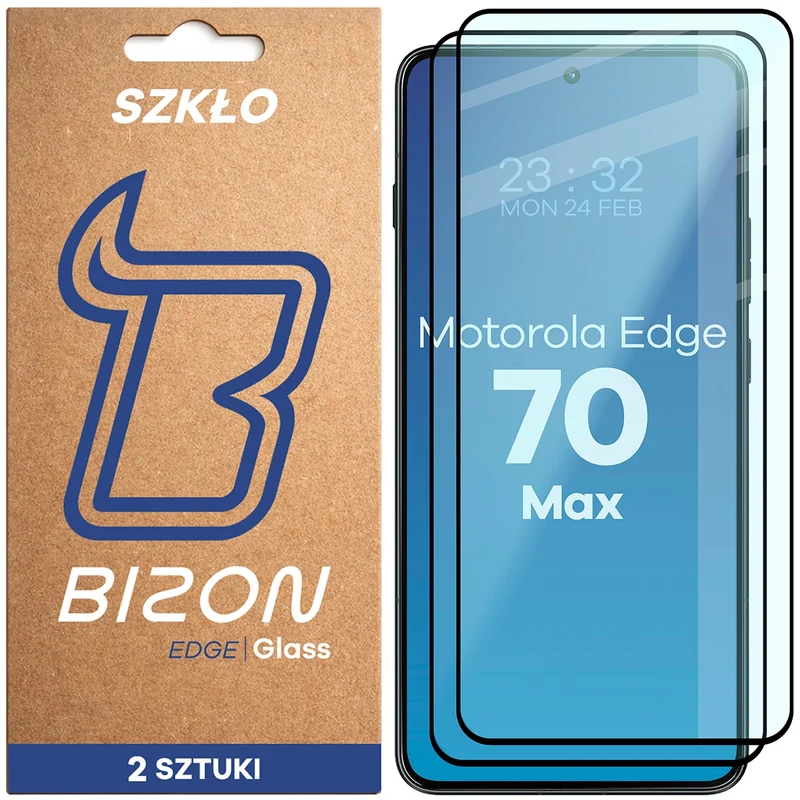 Gehärtetes Glas für Motorola Edge 70 Max, Bizon Glass Edge Duo, Schwarzer Rahmen, 2 Stück
