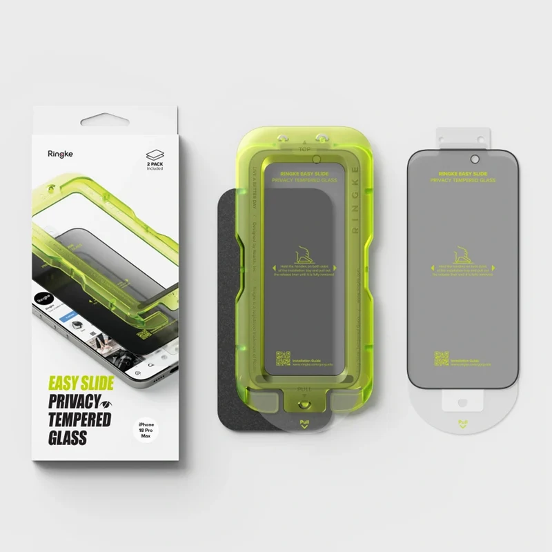 Sichtschutzglas mit Applikator für iPhone 18 Pro Max, Ringke Easy Slide, 2 Stück