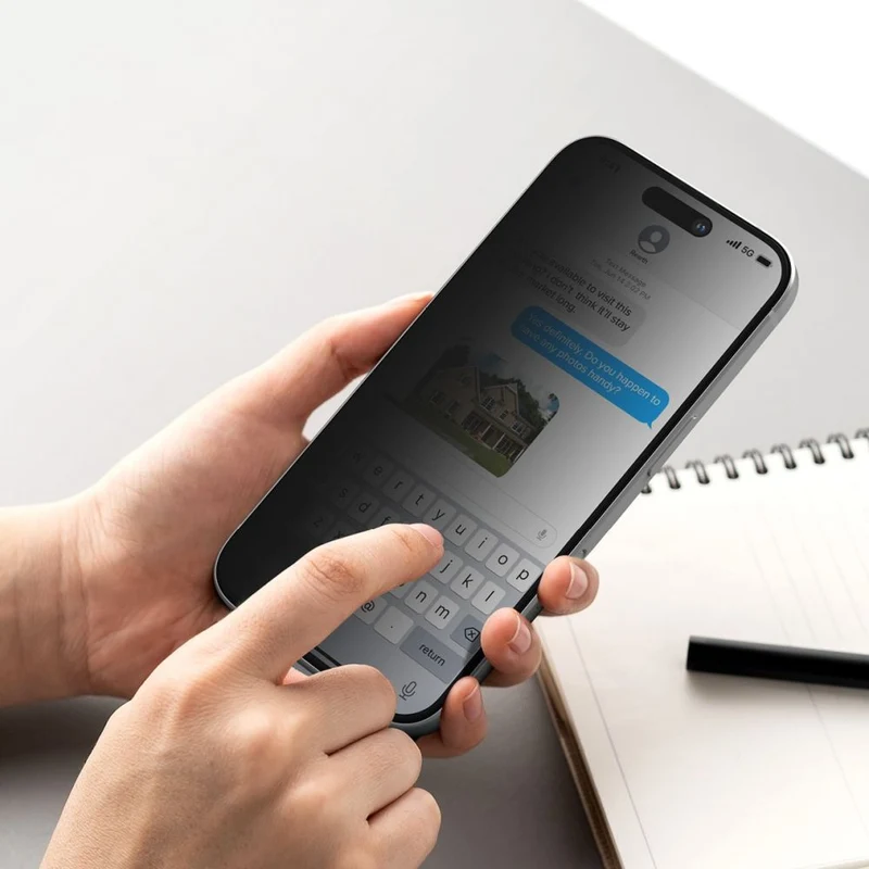 Sichtschutzglas mit Applikator für iPhone 16 / iPhone 15, Ringke Easy Slide, 2 Stück