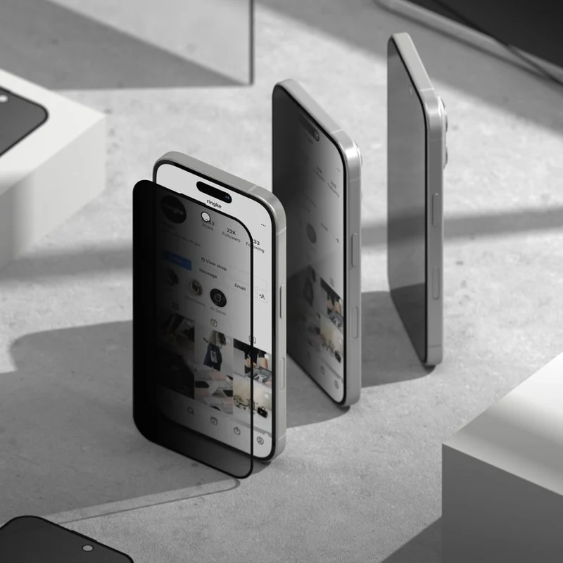 Sichtschutzglas mit Applikator für iPhone 16 / iPhone 15, Ringke Easy Slide, 2 Stück