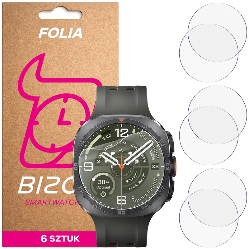 Schutzfolie für den Bildschirm für Galaxy Watch Ultra 2 47mm (2026), Bizon Watch HydroFlex, 6 Stück