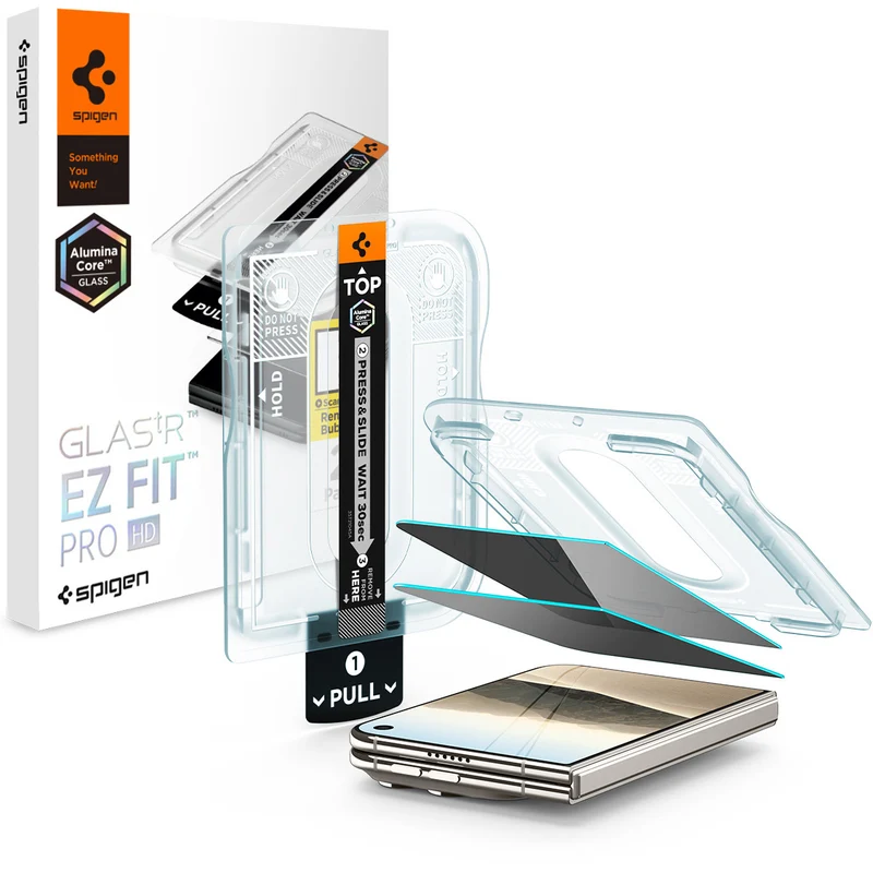 Glas + Applikator für iPhone Duo, Spigen Glas.tR EZ Fit Pro (AC) Privacy 2-Pack