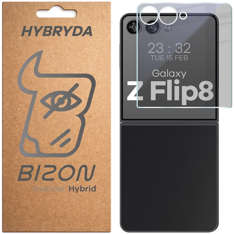 Hybridglas mit Privatschutzfilter für Galaxy Z Flip8, Bizon Hybrid Shadow, Matt