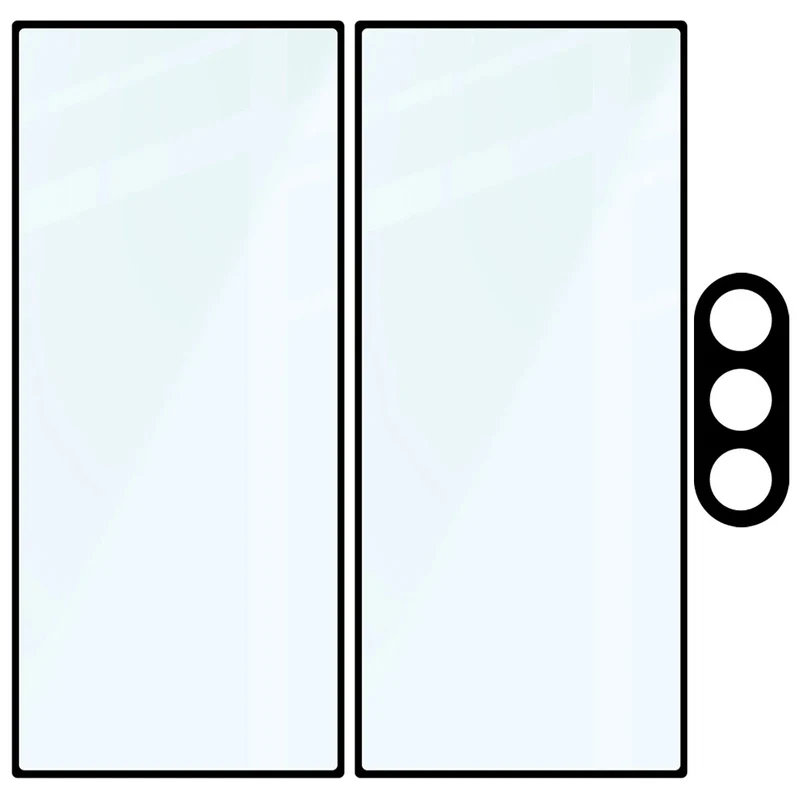 Gehärtetes Glas - 2 Stück + Kameraschutz für Galaxy Z Fold8 Ultra, Bizon Glass Edge Pack, Schwarz
