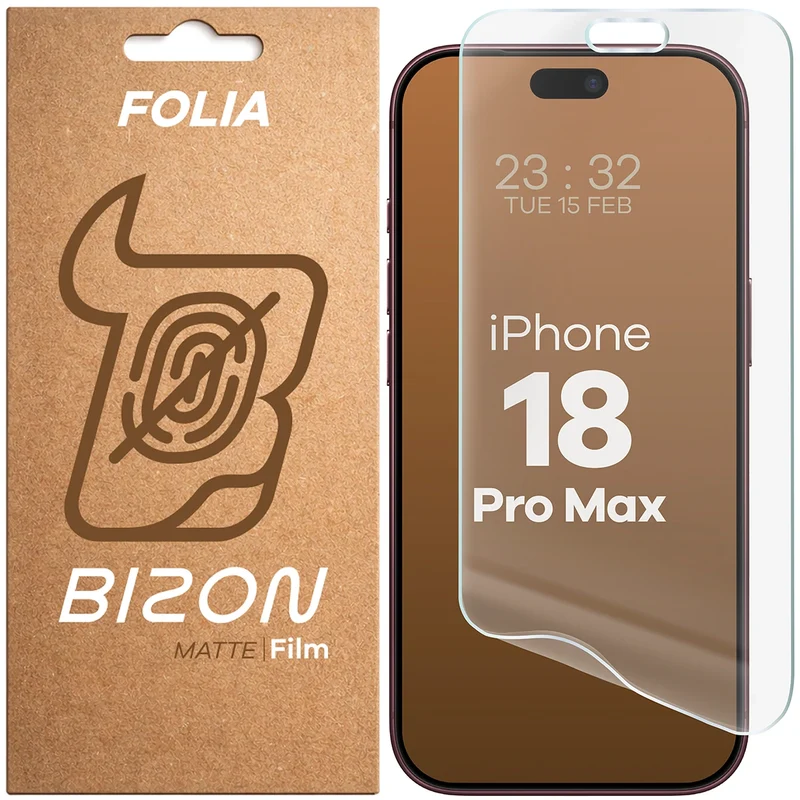 Matte Folie für iPhone 18 Pro Max, Bizon Film Matte, 1 Stück