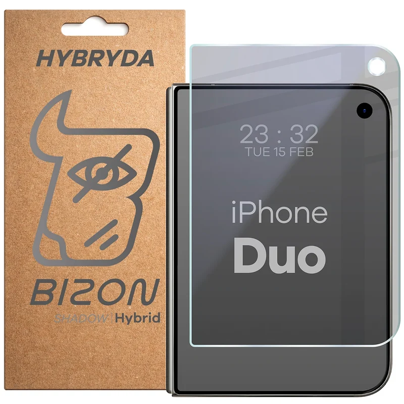 Hybridglas mit Privatschutzfilter für iPhone Duo, Bizon Hybrid Shadow, Matt