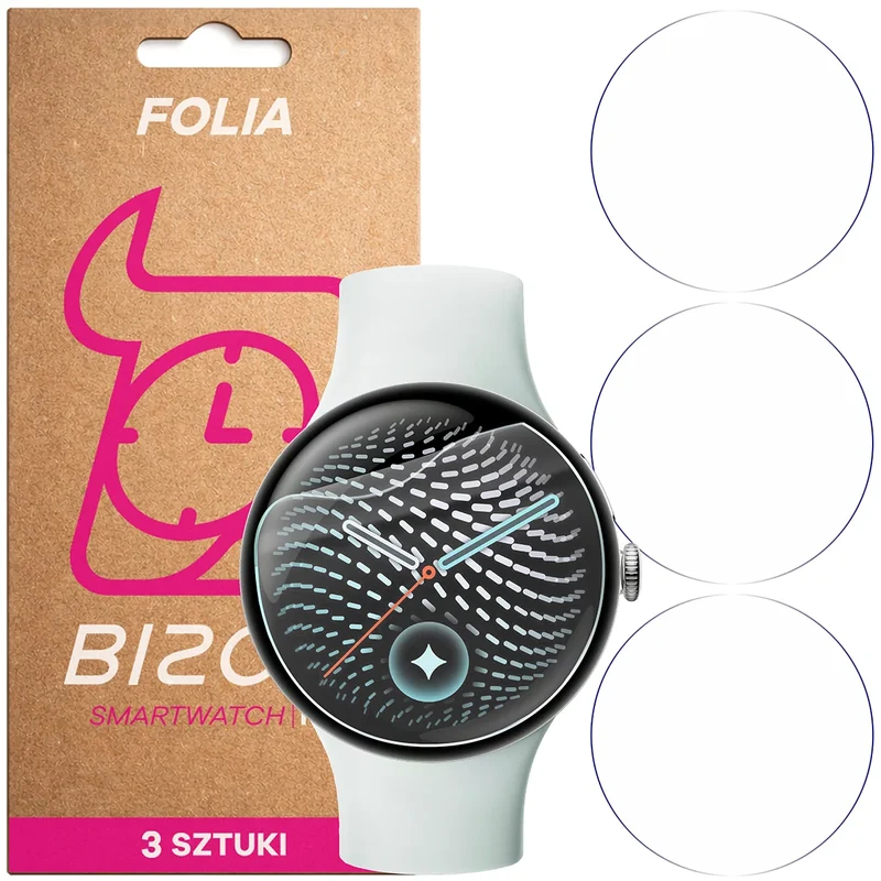 Schutzfolie für den Bildschirm für Google Pixel Watch 5 (45mm), Bizon Watch HydroFlex, 3 Stück