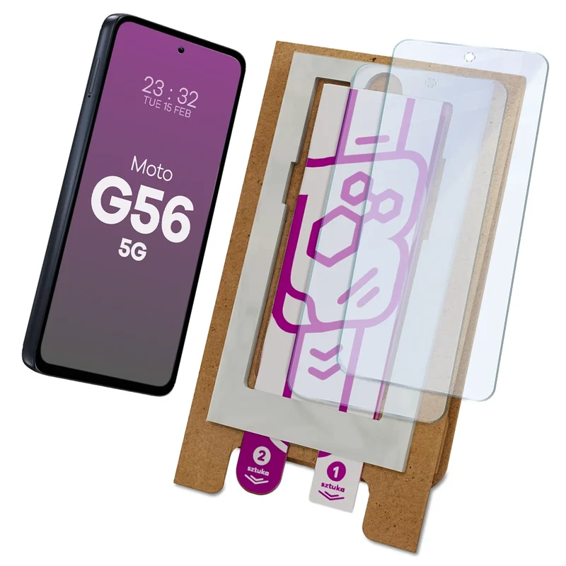 2x Hybridglas mit dem umweltfreundlichen Applikator für Motorola Moto G56 5G, Bizon Eplikator Hybrid Mule