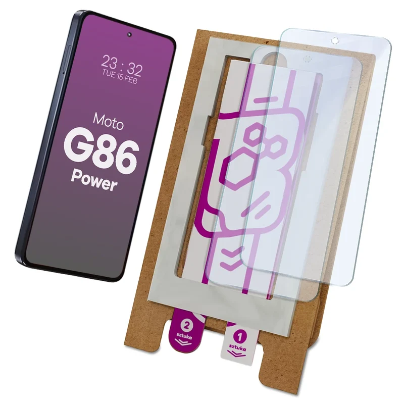 2x Hybridglas mit dem umweltfreundlichen Applikator für Motorola Moto G86 Power 5G, Bizon Eplikator Hybrid Mule