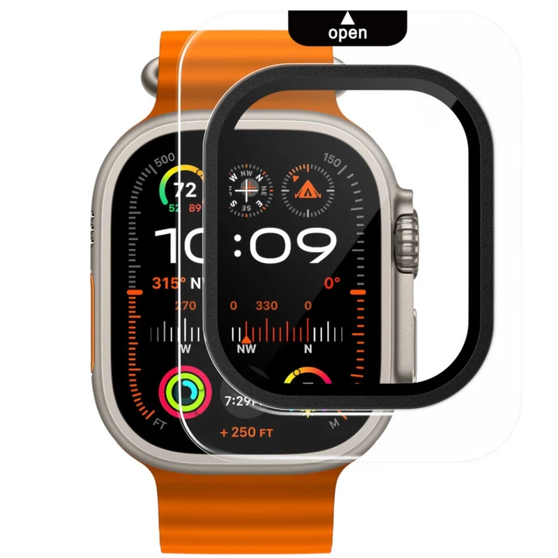 Displayschutzglas YAXO AR Superhard Armor Glass für Apple Watch Ultra 4/3/2/1 49 mm, mit schwarzem Rahmen