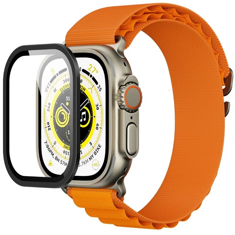 Displayschutzglas YAXO AR Superhard Armor Glass für Apple Watch Ultra 4/3/2/1 49 mm, mit schwarzem Rahmen