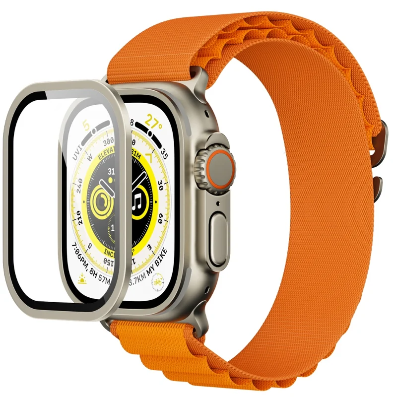 Displayschutzglas YAXO AR Superhard Armor Glass für Apple Watch Ultra 4/3/2/1 49 mm, mit silbernem Rahmen