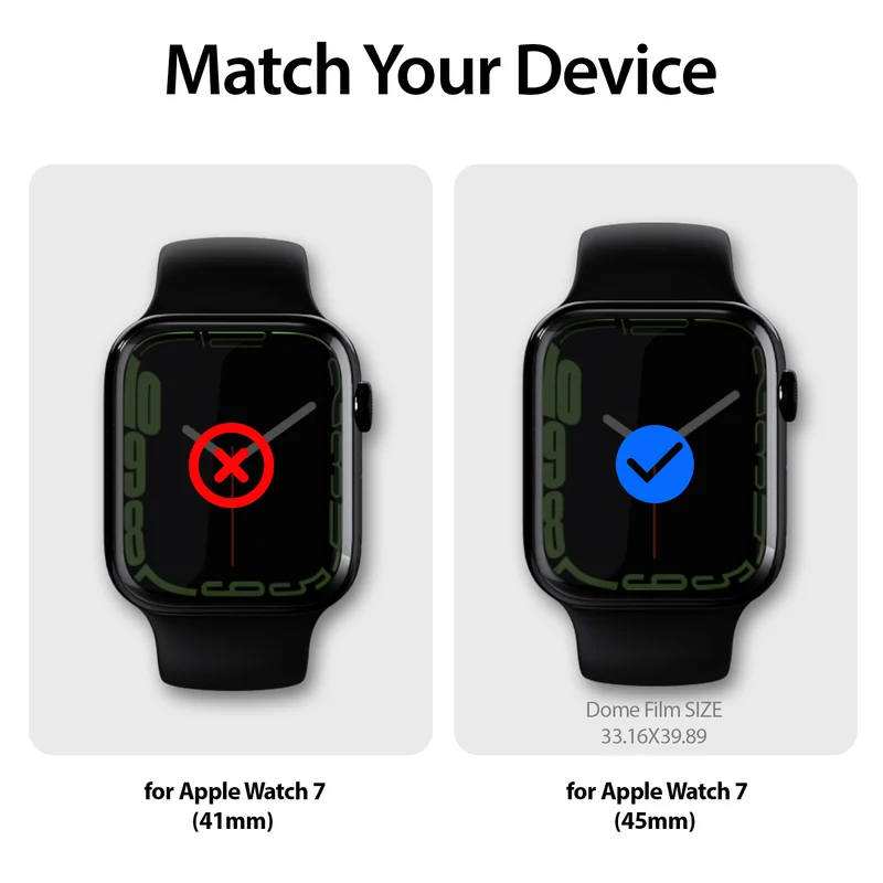 Displayschutzfolie für Apple Watch 9 / 8 / 7 (45 mm), Whitestone Dome Premium TPU Film, 6 Stück
