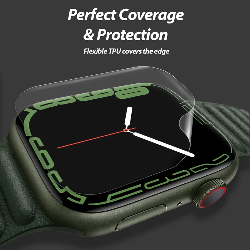 Displayschutzfolie für Apple Watch 9 / 8 / 7 (41 mm), Whitestone Dome Premium TPU Film, 6 Stück