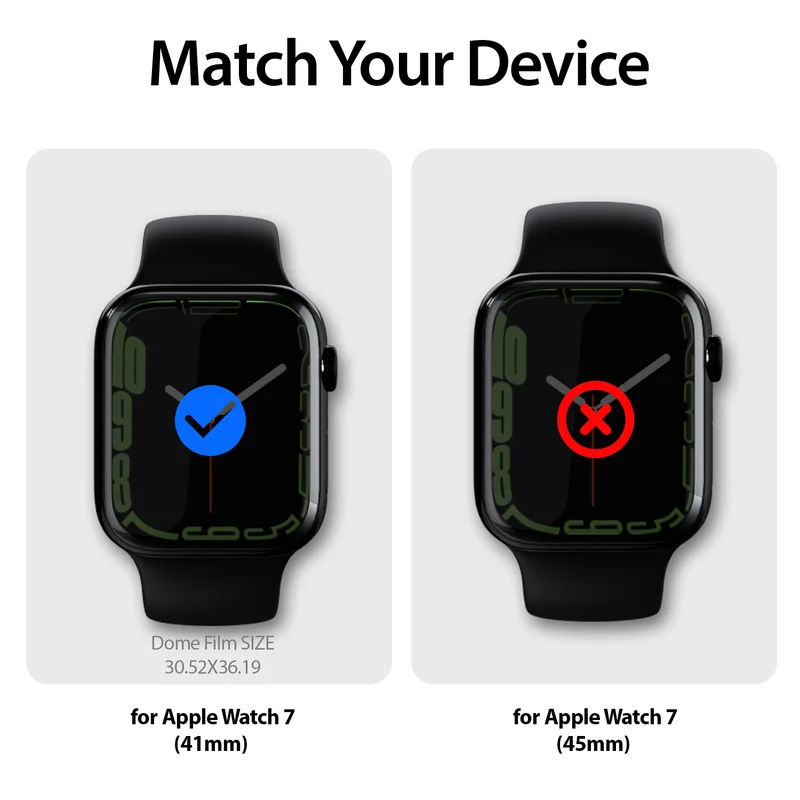 Displayschutzfolie für Apple Watch 9 / 8 / 7 (41 mm), Whitestone Dome Premium TPU Film, 6 Stück