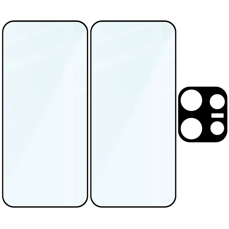 Gehärtetes Glas - 2 Stück + Kameraschutz für Oppo Reno16 F / Reno16 FS, Bizon Glass Edge Pack,