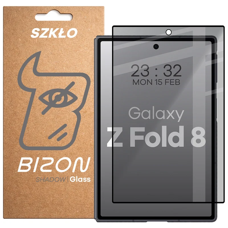 Gehärtetes Glas mit Privatschutzfilter für Galaxy Z Fold8, Bizon Glass Edge Shadow, getönt mit schwarzer Rahmen