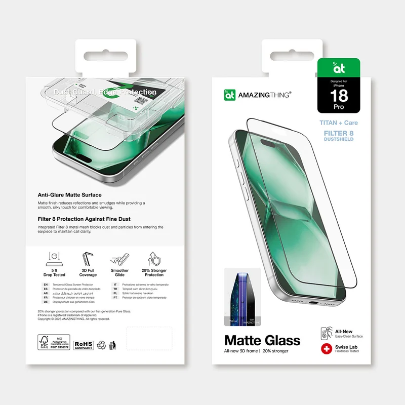 Panzerglas für iPhone 18 Pro AmazingThing Titan +Care Matte Glass