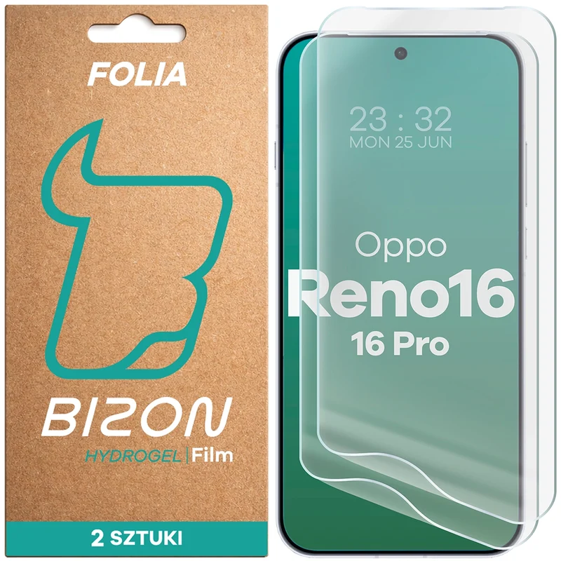 Hydrogel Folie für den Bildschirm für Oppo Reno16 / Reno16 Pro 5G, Bizon Film Hydrogel Front Duo, 2 Stück