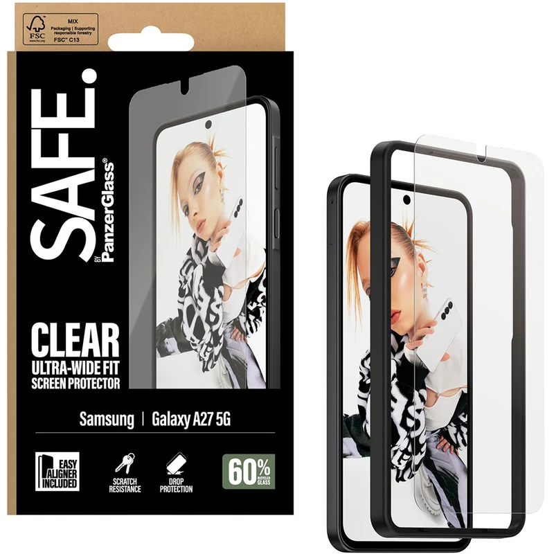 Gehärtetes Glas mit Applikator für Galaxy A27 5G, SAFE by PanzerGlass Ultra-Wide Fit Easy Aligner