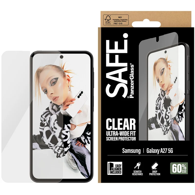 Gehärtetes Glas mit Applikator für Galaxy A27 5G, SAFE by PanzerGlass Ultra-Wide Fit Easy Aligner