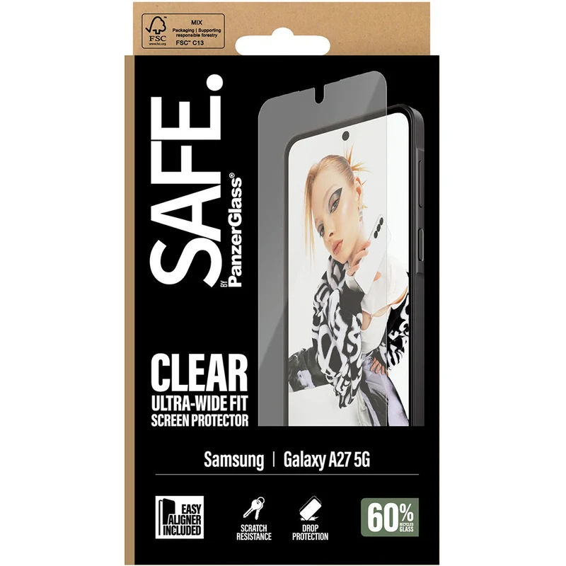 Gehärtetes Glas mit Applikator für Galaxy A27 5G, SAFE by PanzerGlass Ultra-Wide Fit Easy Aligner