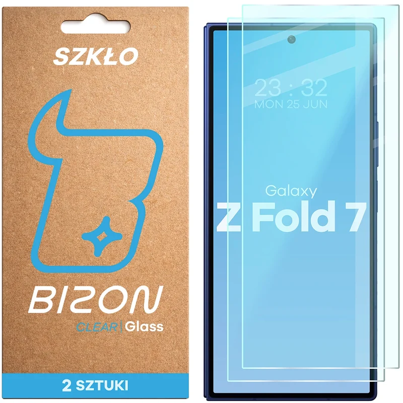 Gehärtetes Glas für Galaxy Z Fold7, Bizon Glass Clear Duo, 2 Stück