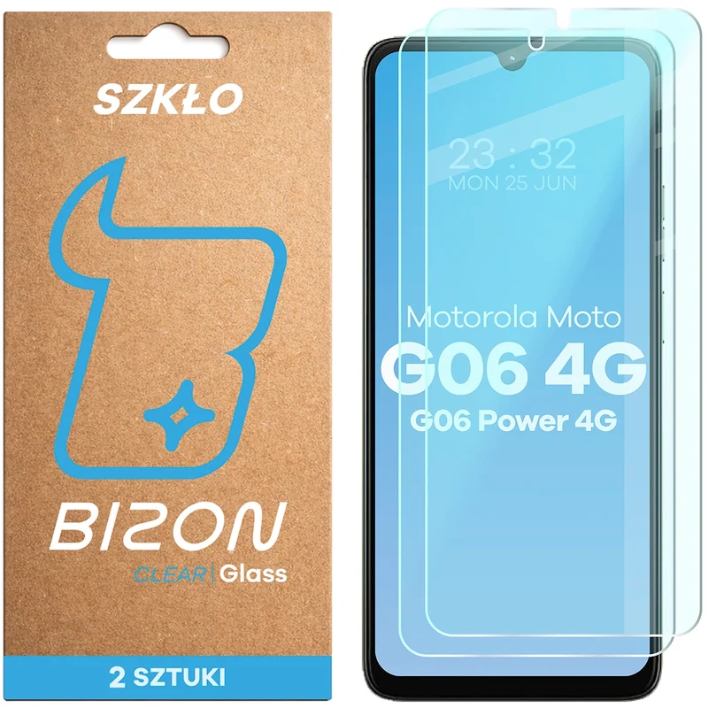 Gehärtetes Glas für Motorola Moto G06 4G / G06 Power 4G, Bizon Glass Clear Duo, 2 Stück