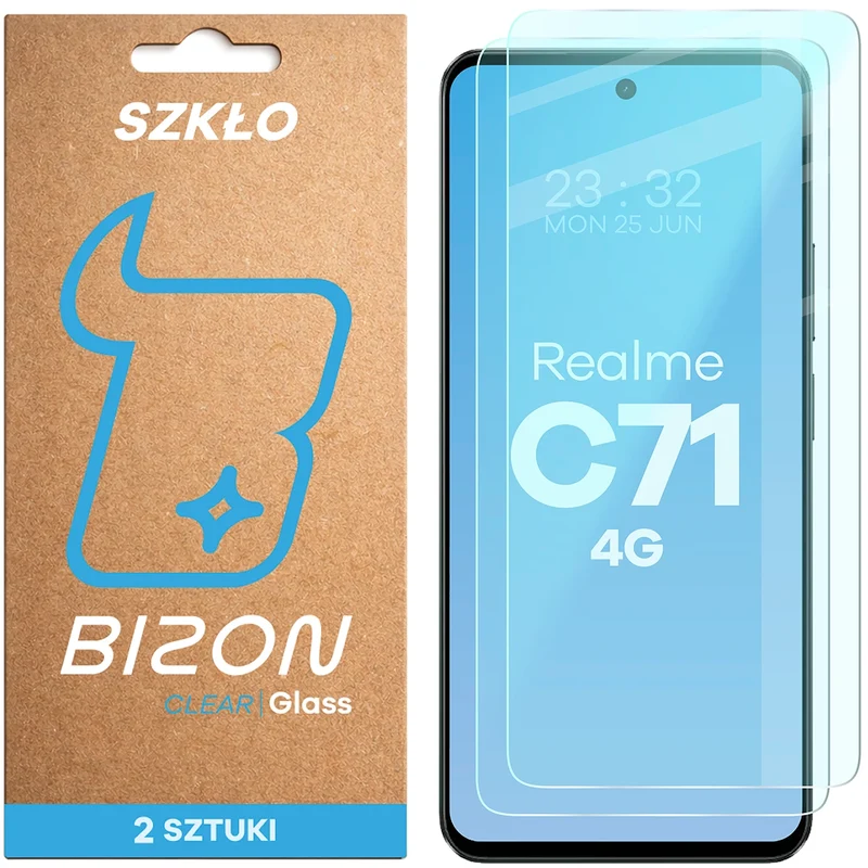 Gehärtetes Glas für realme C71 4G, Bizon Glass Clear Duo, 2 Stück