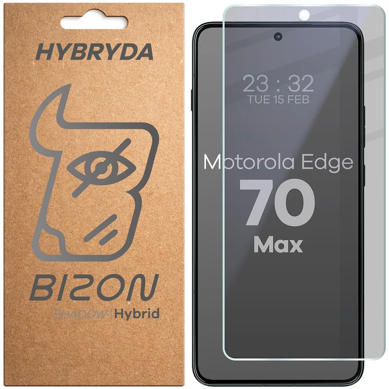 Hybridglas mit Privatschutzfilter für Motorola Edge 70 Max, Bizon Hybrid Shadow, Matt